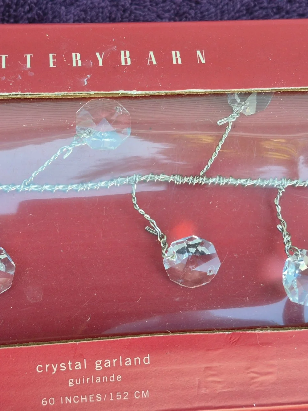 Pottery Barn Crystal Garland 60” Clear Faceted Drops Christmas Discontinued